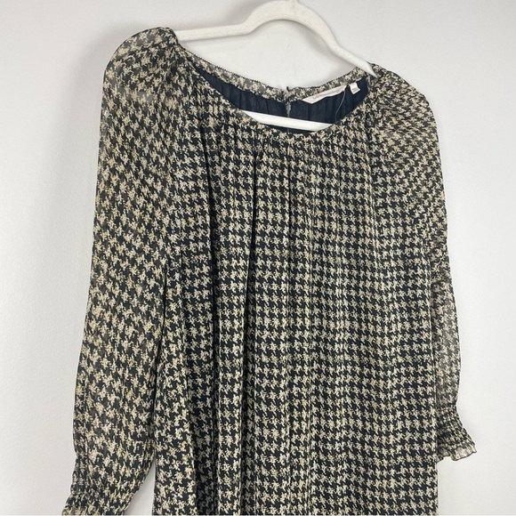 Soft Surroundings Ines Blouse Womens Large Gold black Metallic Chiffon Shirt Top - Picture 3 of 9